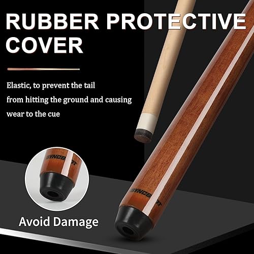 Miniatura 6 de Juego de 6 palos de billar de 36 pulgadas, 42 pulgadas, 48 pulgadas, 52 pulgadas, 57 pulgadas, 0.512 in, puntas de arce y maras, palos de billar de