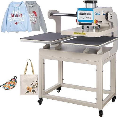 Large Heat Press Machine, Commercial Auto Heat Transfer Machine, 16x24 inch Dual Platen T Shirt Press Machine, Heat Transfer Printer for Fabric, Ceramic (16x24 No Infrared)