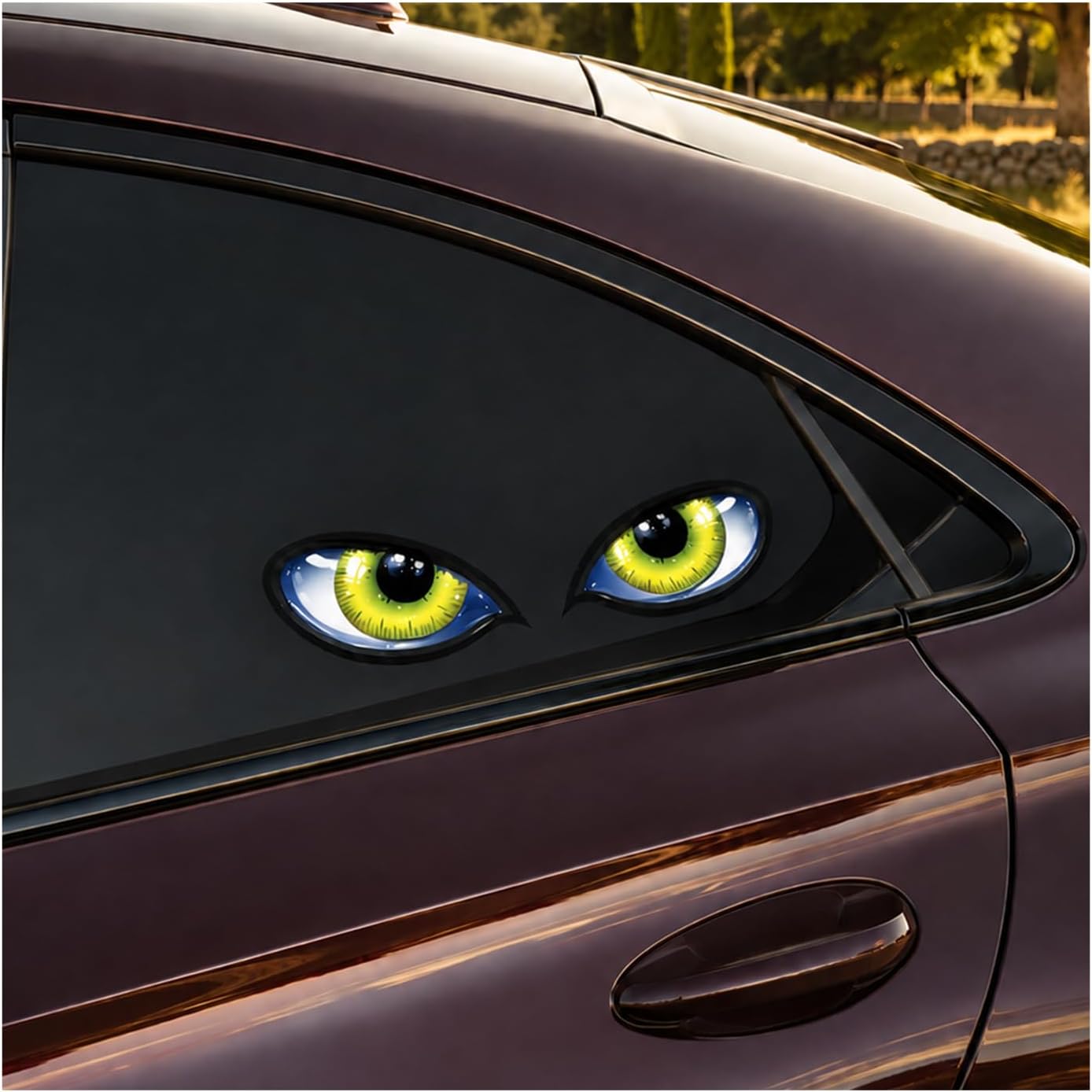 Funny Cat Green Eyes Car Side Mirror Decal