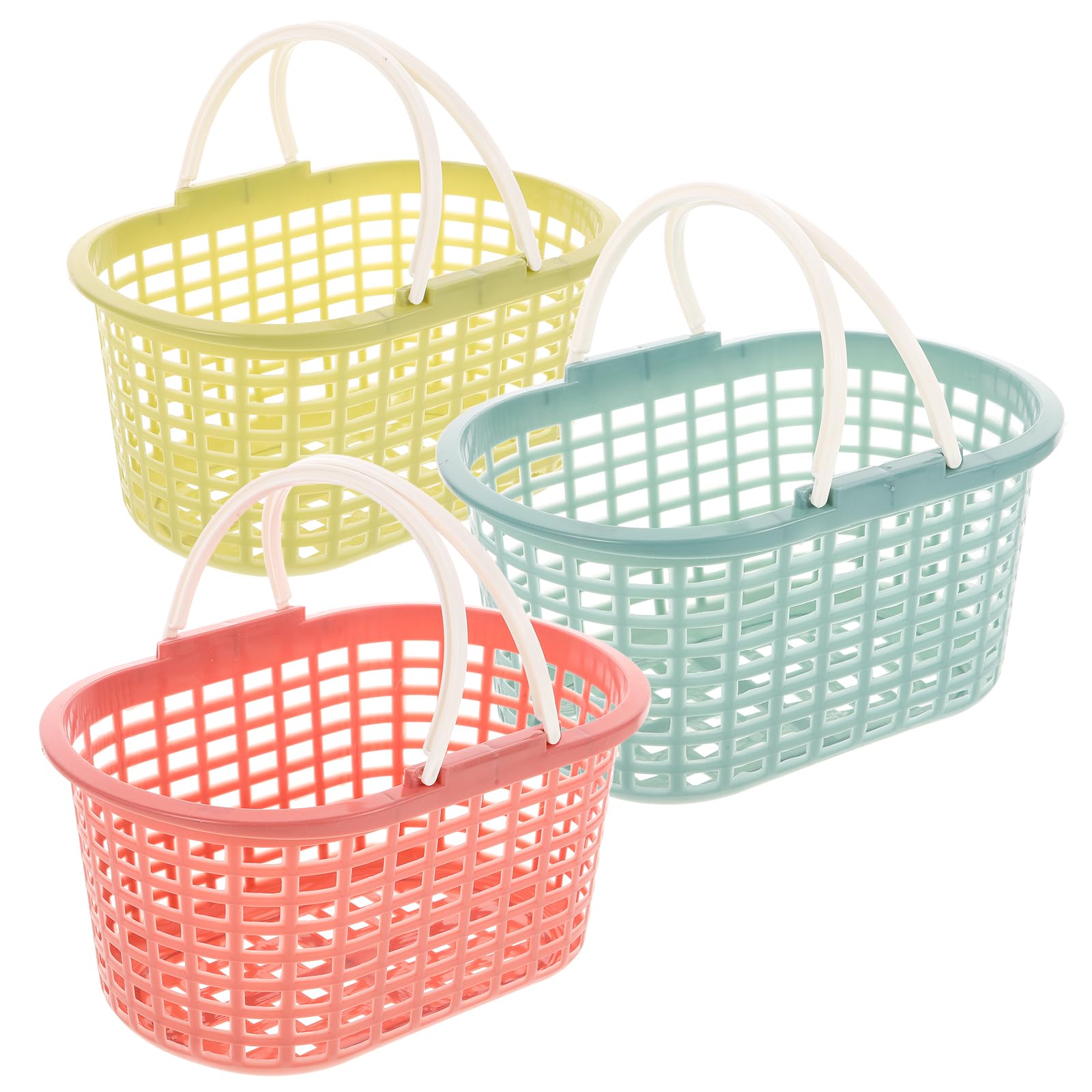 3pcs Plastic Storage Bins Supermarket Carts Bath Toy Bin Small Plastic Basket Shower Basket Kitchen Storage Organizer Bath Storage Basket Hamper