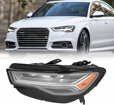 For 2016 2017 2018 Audi A6 Full LED Headlight Assembly w/DRL, Replacement Left Driver Side HeadLamp Black Housing Clear Lens OEM 4G0941773K