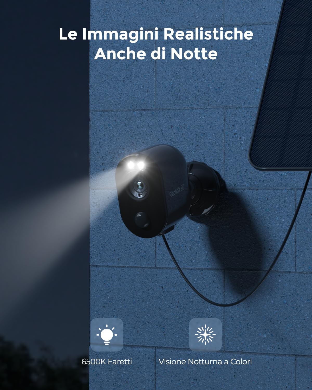 Reolink 4K 8MP Telecamera da Esterno Senza Fili, Videosorveglianza WiFi Batteria con Pannello Solare, Rilevamento Intelligente, Sirena, Visione Notturna a Colori, Impermeabile, Argus 3 Ultra(Nero)