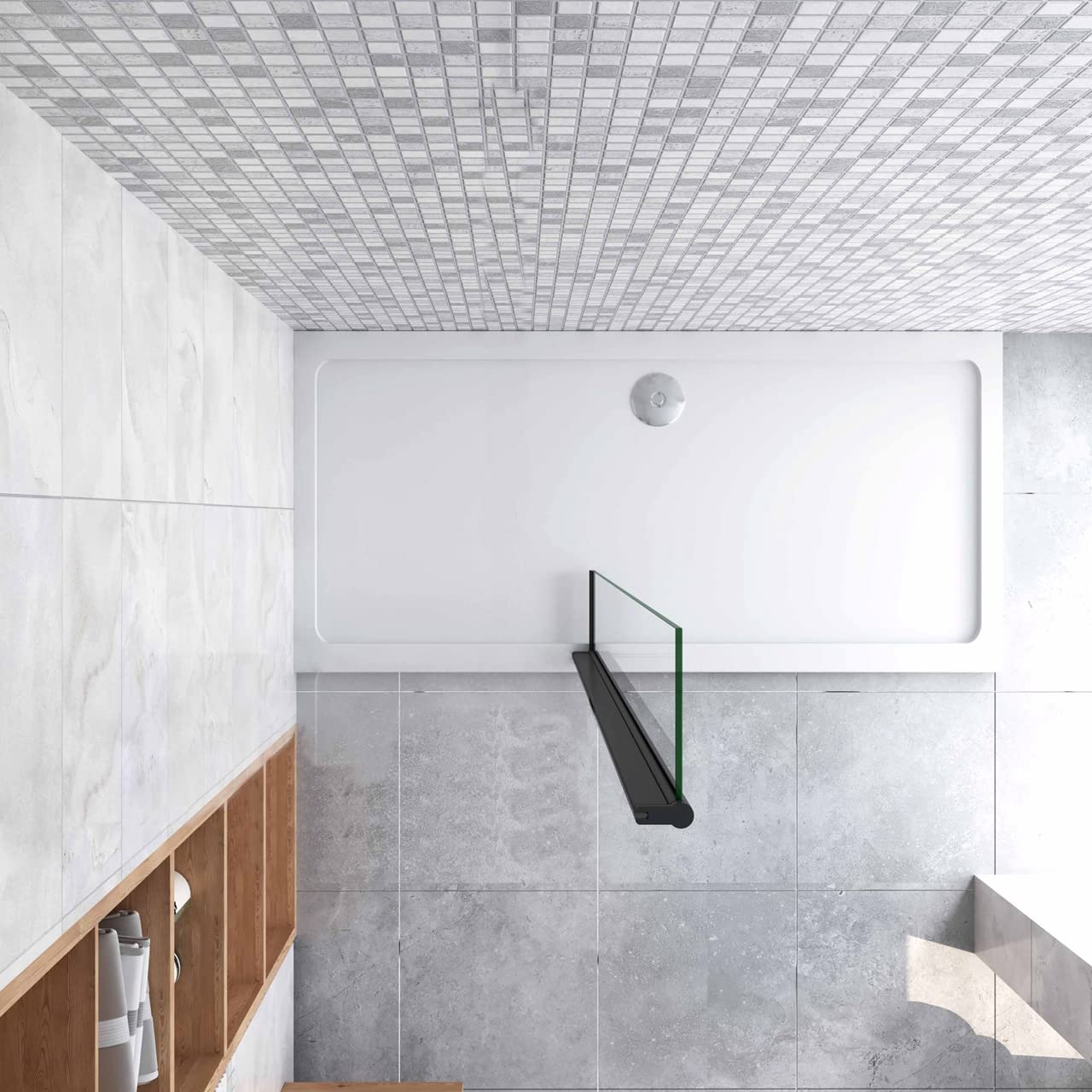 Doccia Walk In 30x200cm Paretina Movibile Paraspruzzo Vetro 8mm