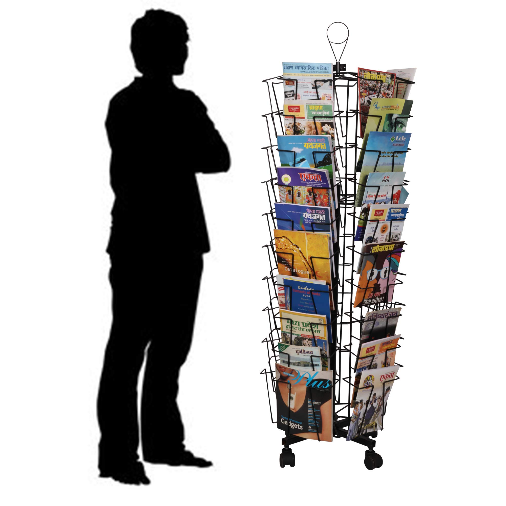 Deluxe Rotating Magazine Stand - 50 Pockets -4
