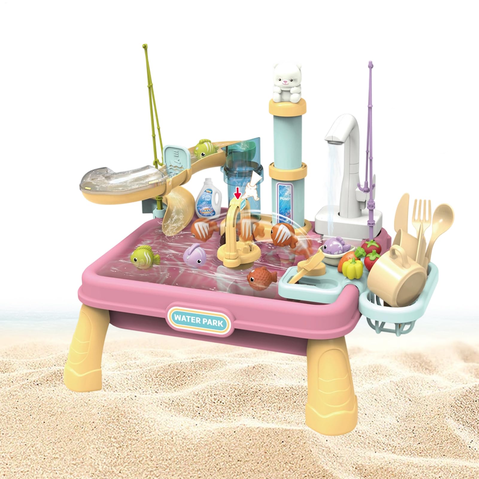Juego de Juguetes de Mesa de Agua Juego,Mesa de Juego al Aire Libre para Actividades acuáticas | Interactivo para Exteriores
