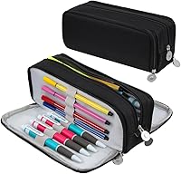 Vista 1 de Estuche para lápices de gran capacidad, bolsa de almacenamiento grande, bolsa de lápices de 3 compartimentos para papelería, estuche