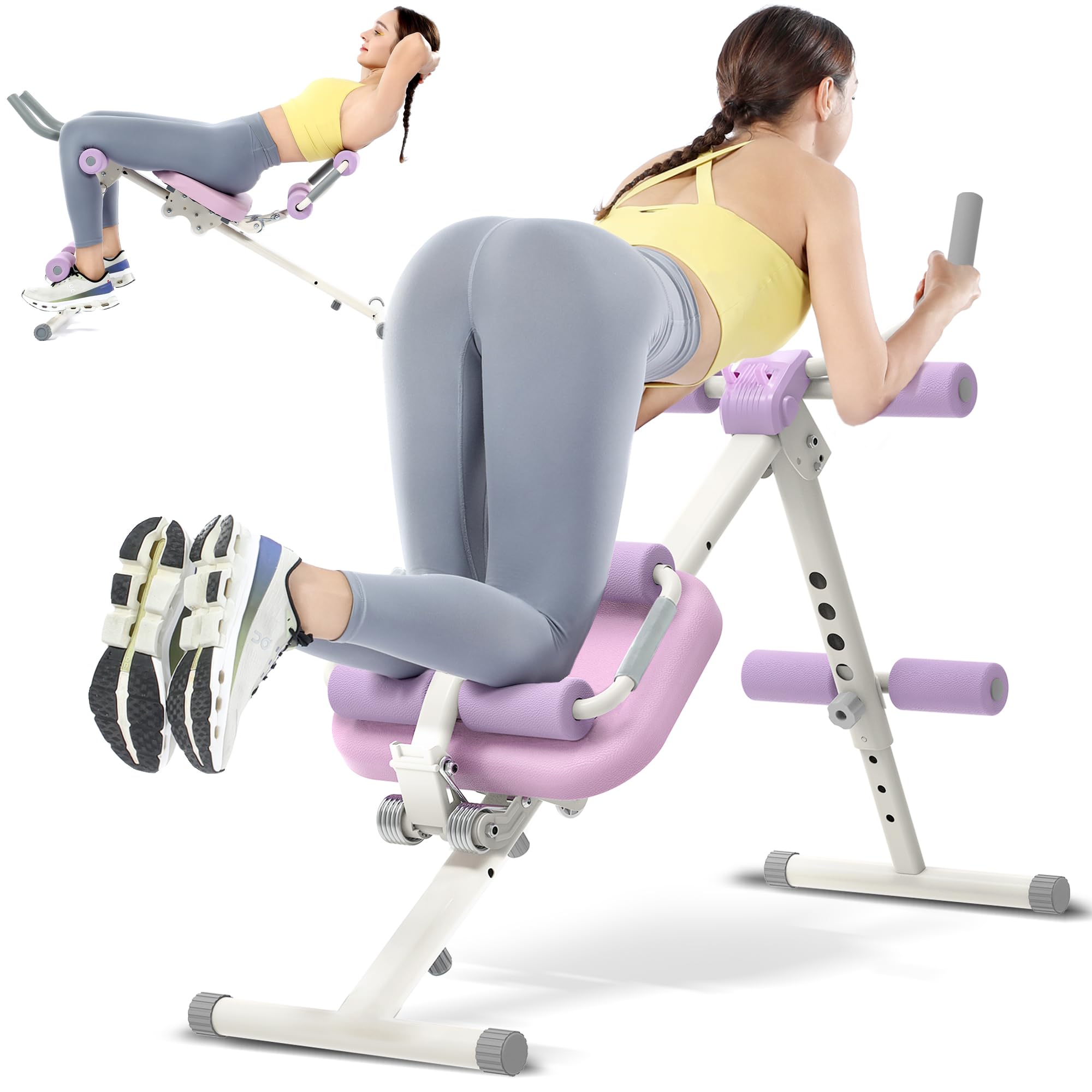 GuuG Bauchtrainer für Zuhause Klappbarer Bauchmuskeltrainer | Trainingsgerät mit 5 Trainingswinkeln, Doppelschienen-Stahlrahmen und gepolsterten Knieauflagen für Bauch- und Core-Training
