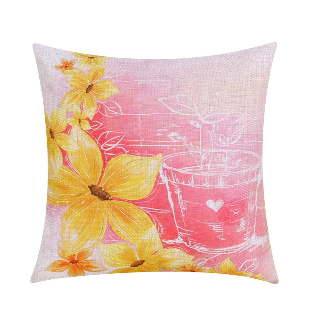 Coussin mélange lin coton haut de gamme motif plantes rustiques