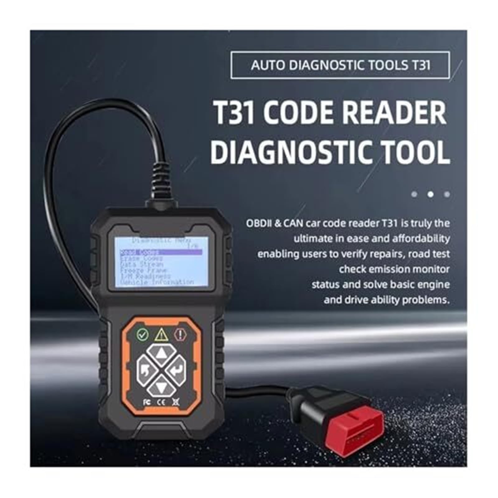 Narzędzie diagnostyczne do samochodów, skaner T31 OBD2 EOBD kontroli układu silnika, czytnik kodów osobowych, SUV-ów i lekkich ciężarówek