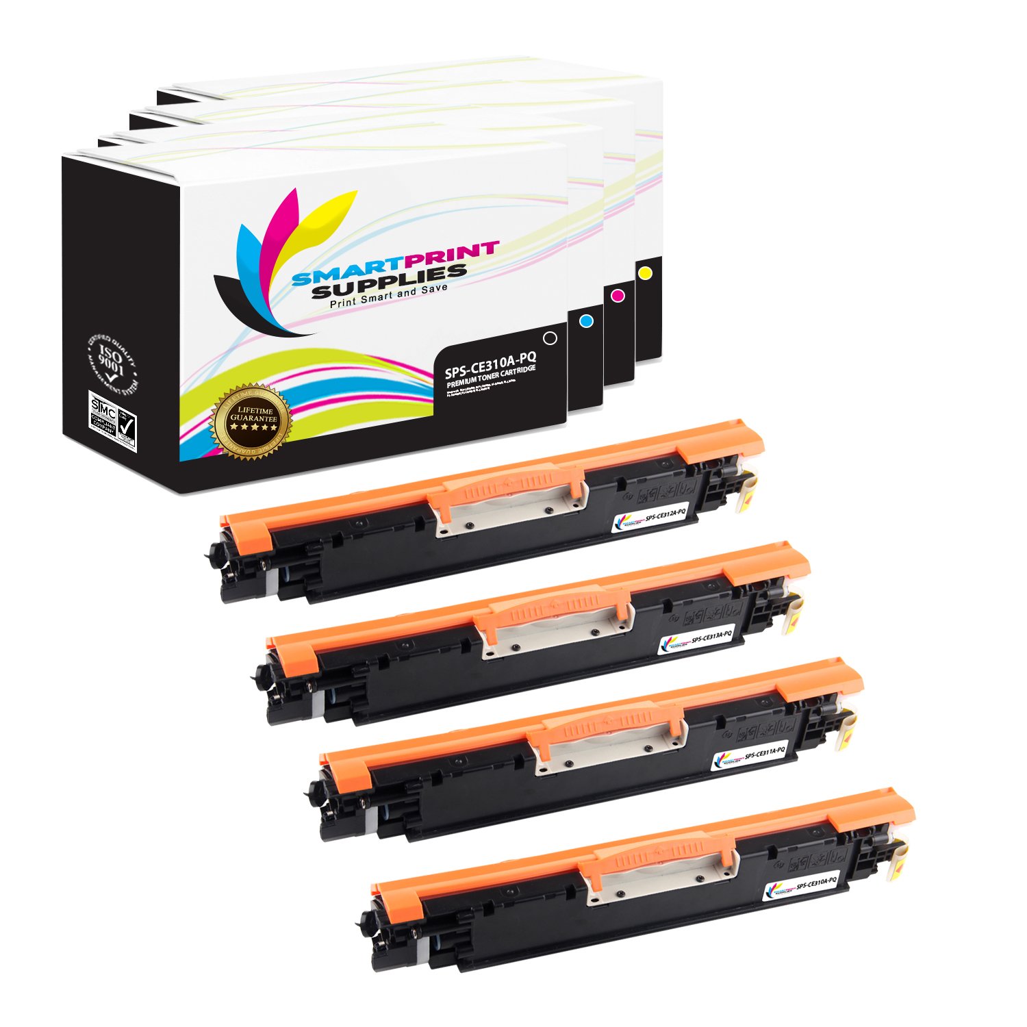 Smart Print Supplies Compatible 126A CE310A CE311A CE312A CE313A Premium Toner Cartridge Replacement for HP Laserjet CP1020 CP1025, Pro 100 MFP M175A Printers (Black, Cyan, Yellow, Magenta) - 4 Pack