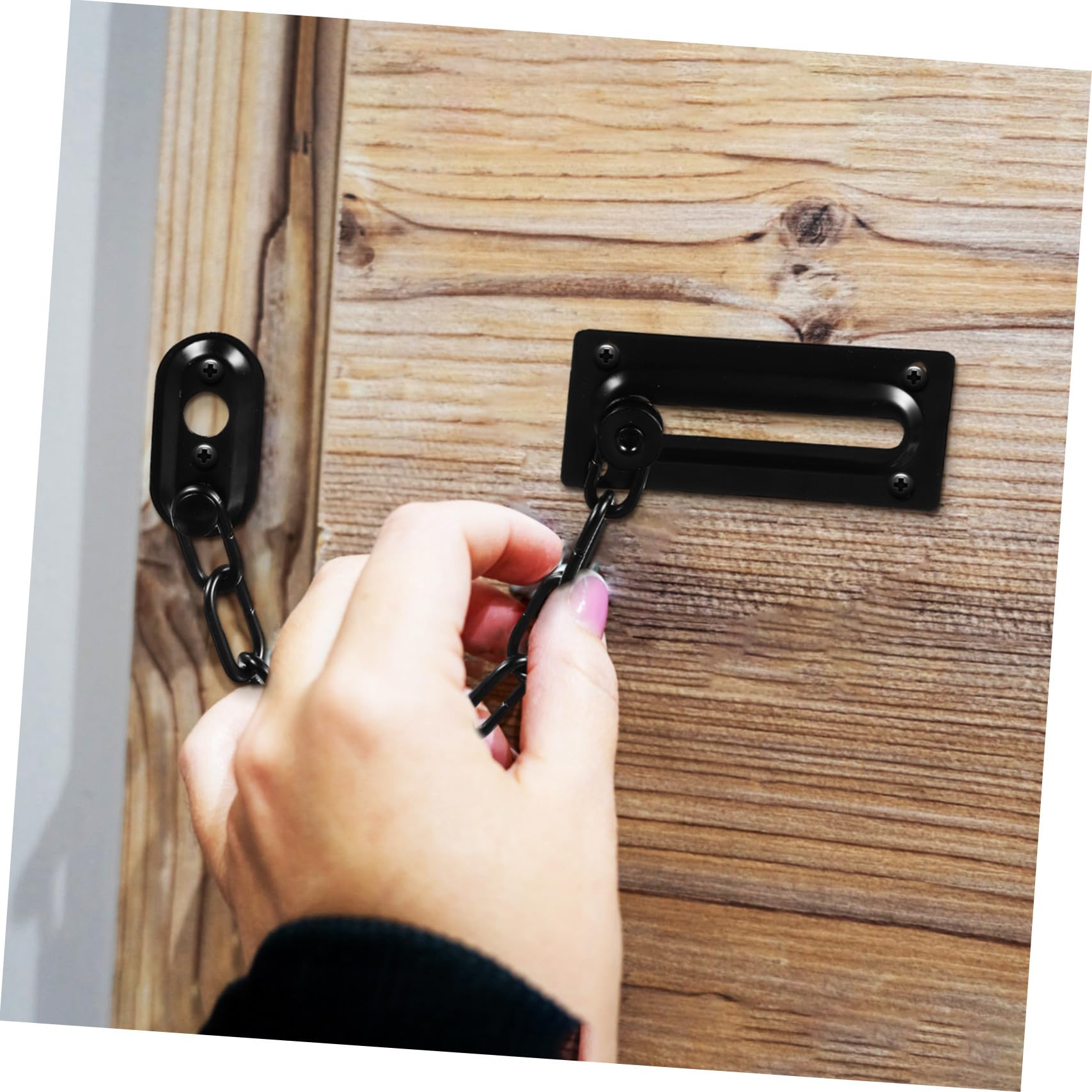 TEHAUX 4 Pezzi Serrature Catena in Acciaio Inossidabile Spesso Porte Esterne e Interni per Appartamenti Uffici e Camere con Abbinate Sicurezza Intrusione per Famiglie