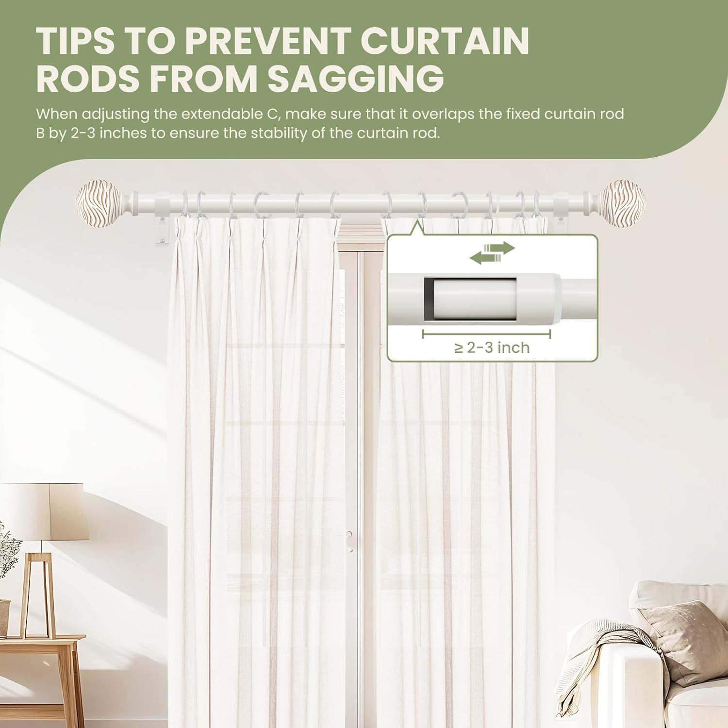 TKZTKZ White Curtain Rods for Windows 36 to 88:Imitation Wood Grain Coastal Heavy Duty Adjustable Curtain Rod,Farmhouse Boho Rustic Decorative Wooden Drapery Rods for Bedroom Living Room,Antique White
