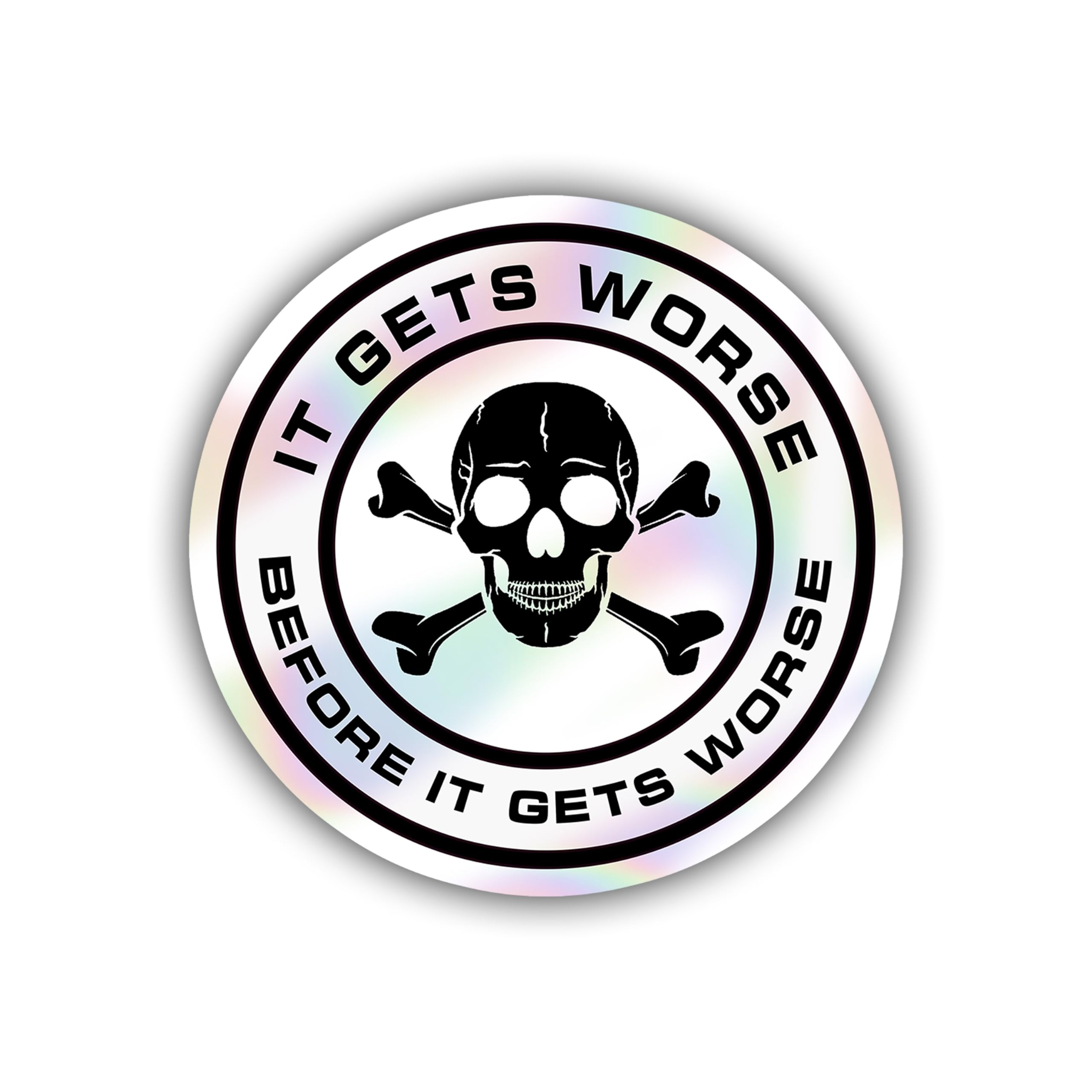 314PI 3pcs Holographic Skull Stickers, Water Resistant, Vinyl, Black, Contemporary Style, Reusable, Round Shape, Meme Theme, For Car, Laptop, Phone, Computer