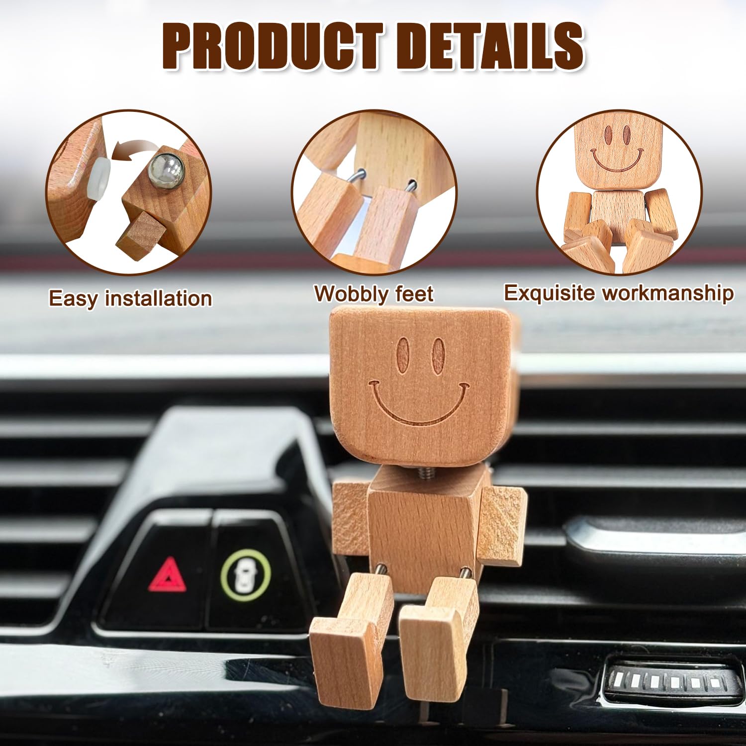 Charmante Petite Figurine En Bois Qui Se Balance, Figurine D'homme En