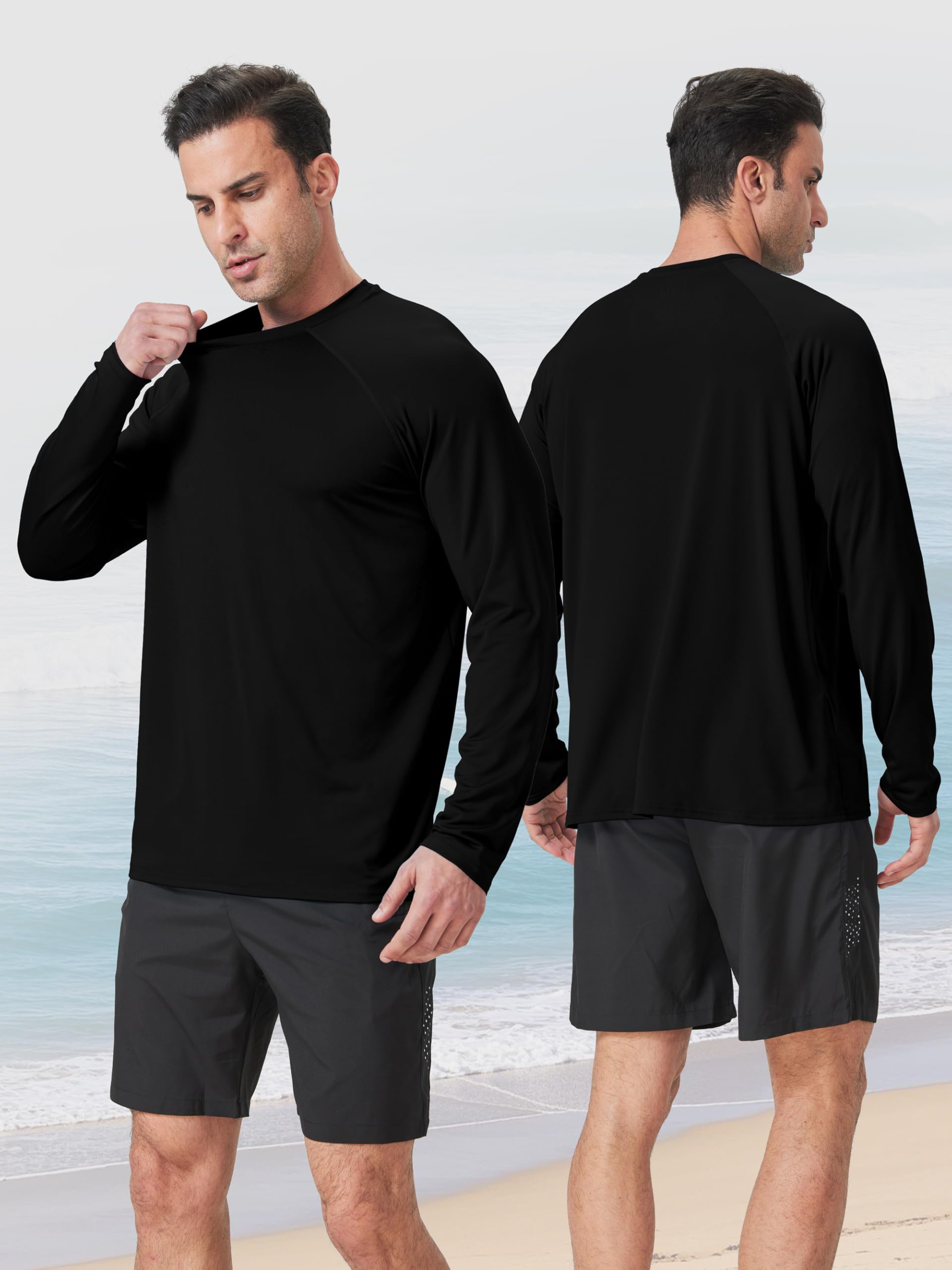 IHU 4er Pack UV Shirt Herren Langarm UPF 50+ Sonnenschutz Langarmshirt Outdoor Atmungsaktives Rashguard für Surfen
