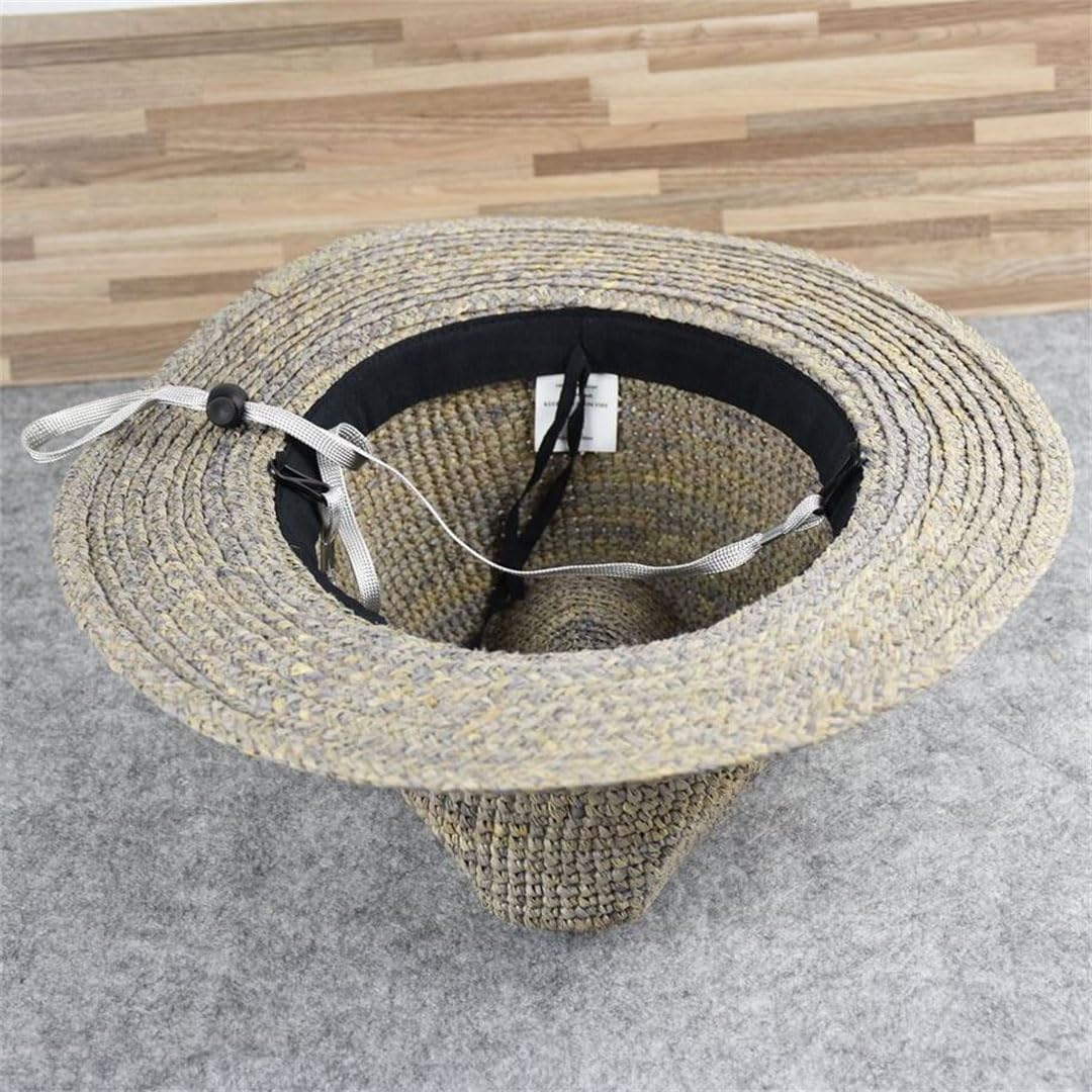 Cappelli da uomo in rafia di paglia di protezione solare cappelli da sole per vacanze all'aperto cappello da spiaggia, Caff, 57