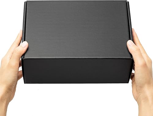 Miniatura 10 de Cajas de envío pequeñas de 4 x 4 x 2 pulgadas, paquete de 25 cajas de correo de cartón corrugado negro para pequeñas empresas, correo de literatura