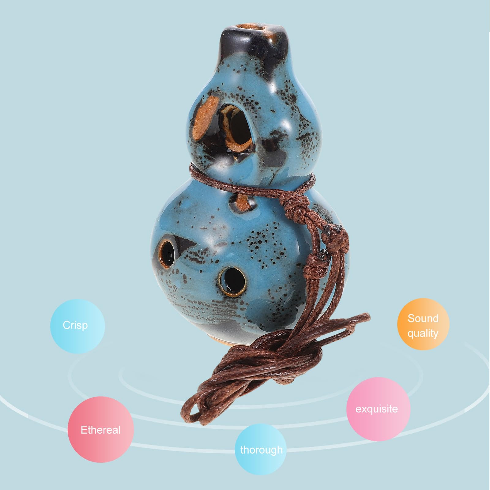 MAGICLULU Flûte Ocarina Alto en Céramique 6 Trous Bleu, Instrument de Musique pour Relaxation et Camping, Support Pratique