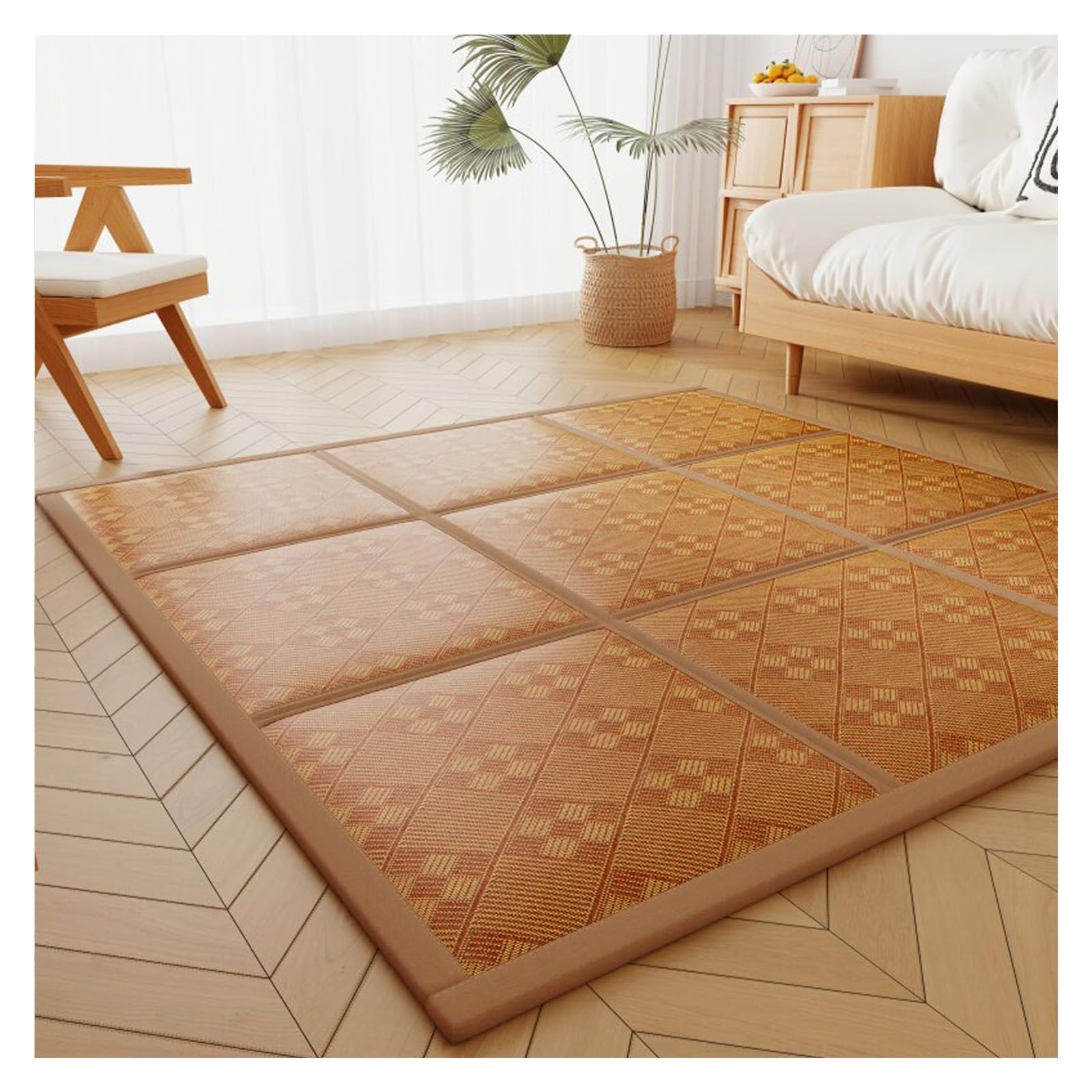 Tatami Salón Suelo Japonesa Alfombras Colchón Plegable Tapete de Juegos(Brown,300x200cm)