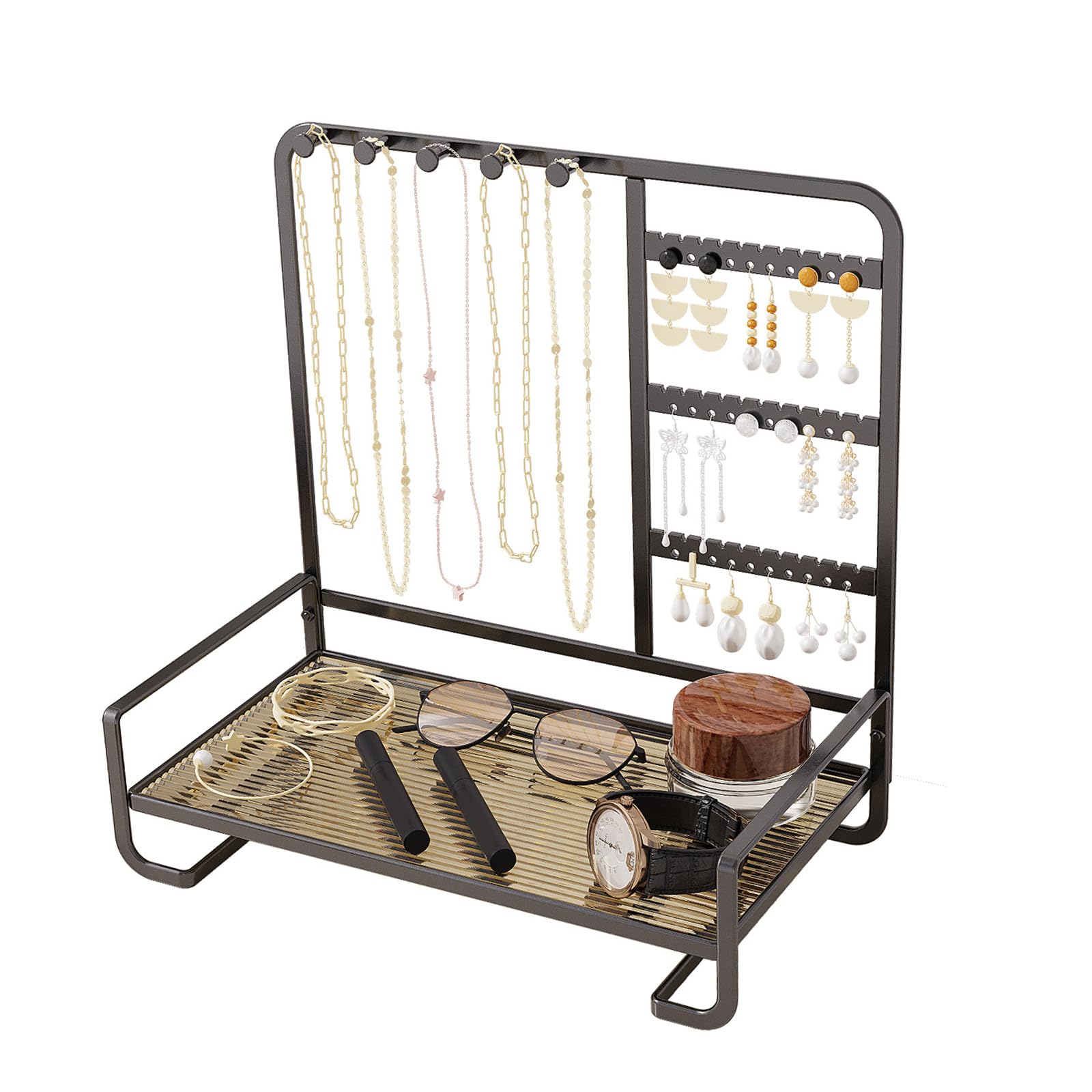 RAFGALDEX Jewelry Display Stand Unique Jewelry Organizers Stand with Hook and Holder for Necklace Earring Tiered Hanger