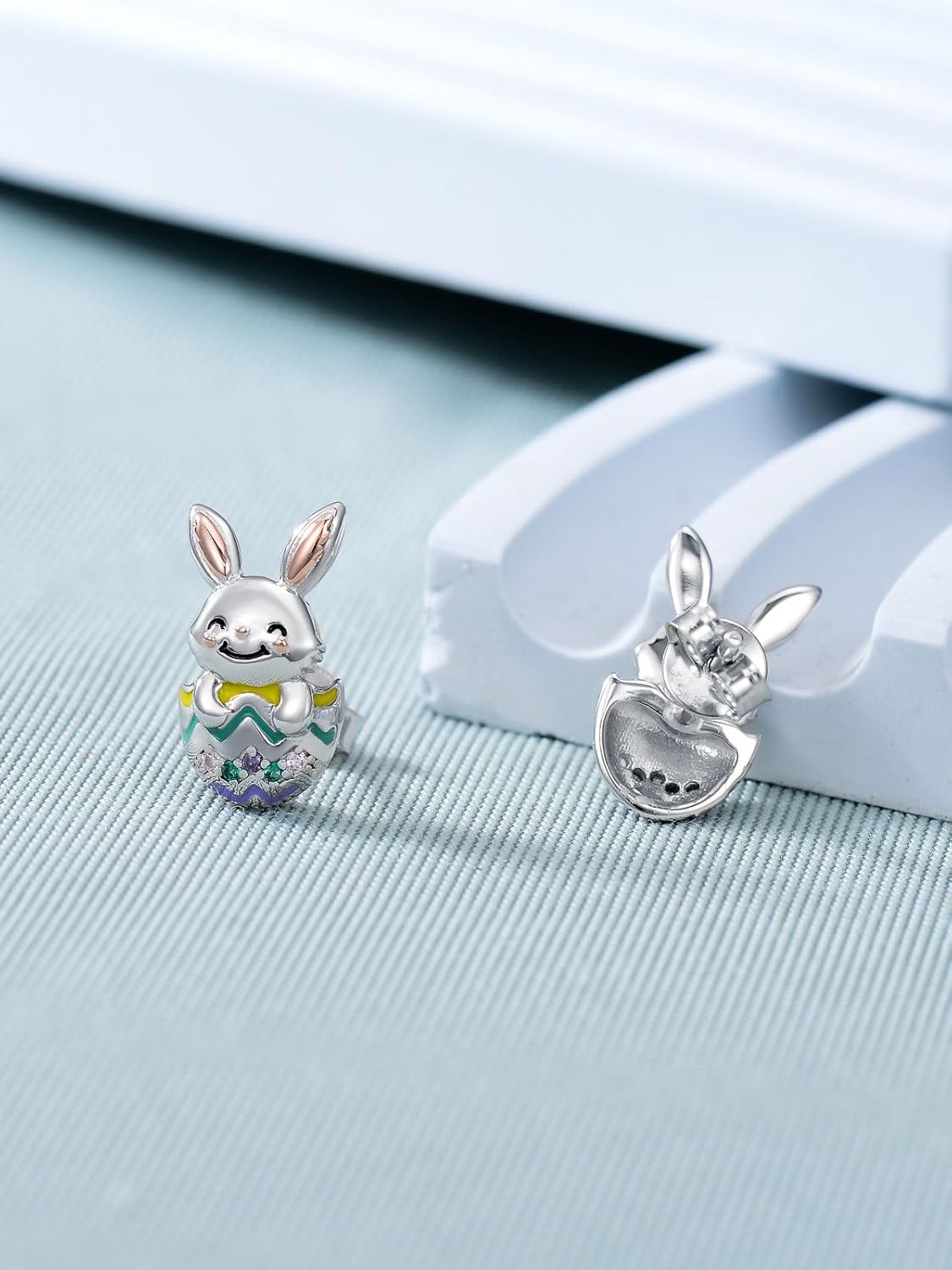 Easter Bunny Earrings 925 Sterling Silver Cute Rabbit Earrings Bunny Easter Jewelry Gifts for Women Lady - Image 4