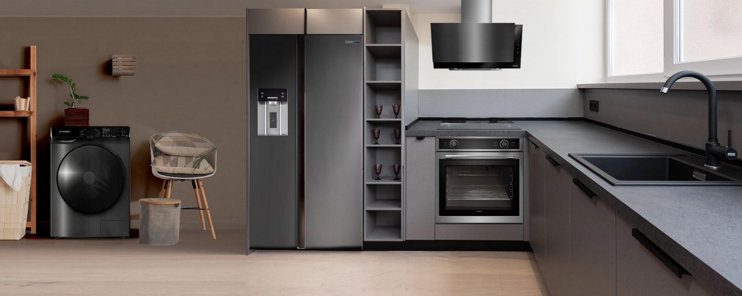 INFINITON Lavadora Carga Frontal WM-G124ADX, 12 kg, 1400 rpm, INVERTER, VAPOR CARE,ADD CLOTHING, 14 Programas, A, Silent mode, Inox