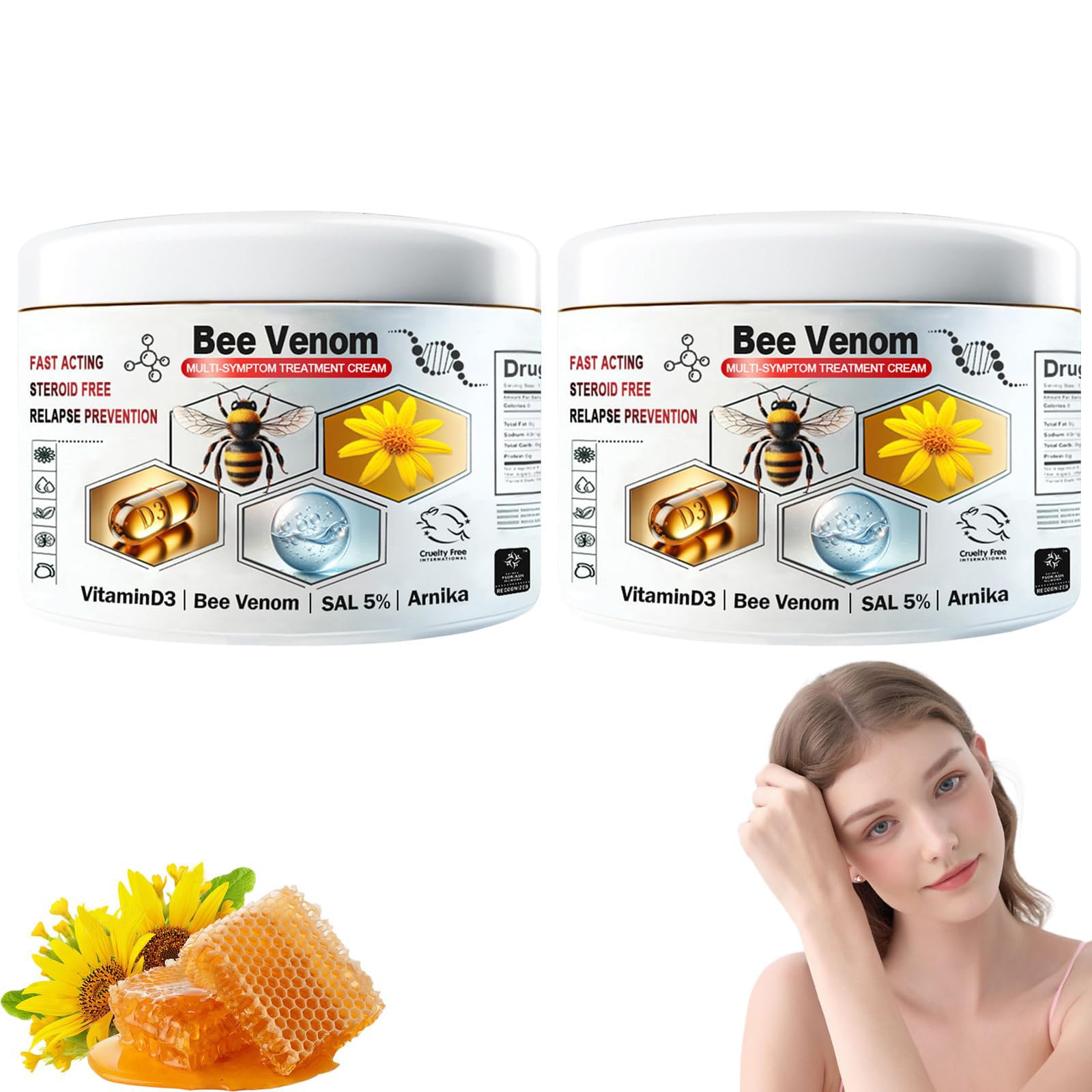 DEJIN 2Pcs Bee Venom Cream for Face & Body - Skin Restoration & Wrinkle Firming Cream, Bee Venom Cream for Saggy Skin