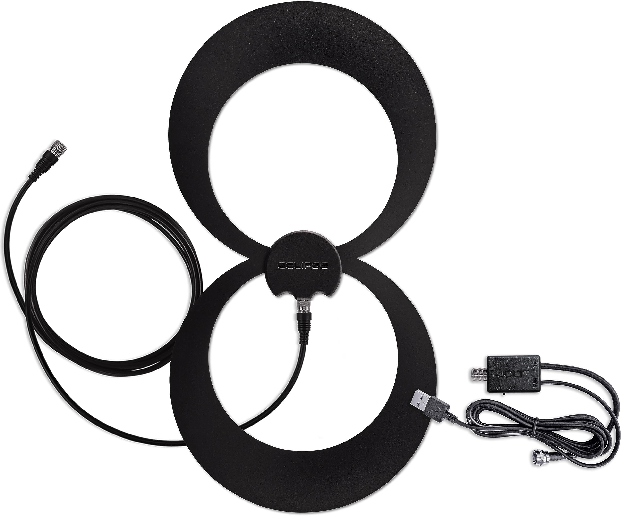 Antennas Direct ClearStream Eclipse 2 Amplified UHF Indoor TV Antenna, Reversible, Over 60 Miles Range, with 12' Cord, Shake Switch Amplifier
