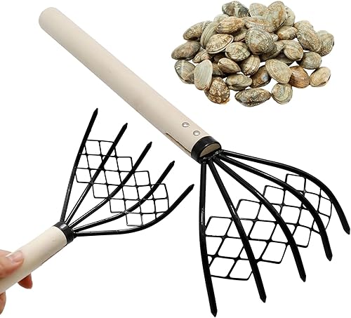 Miniatura 7 de 2 piezas de rastrillo de garra herramienta raspadora de almejas para playa garras rastrillo de mano rastrillo de mariscos herramienta excavadora de