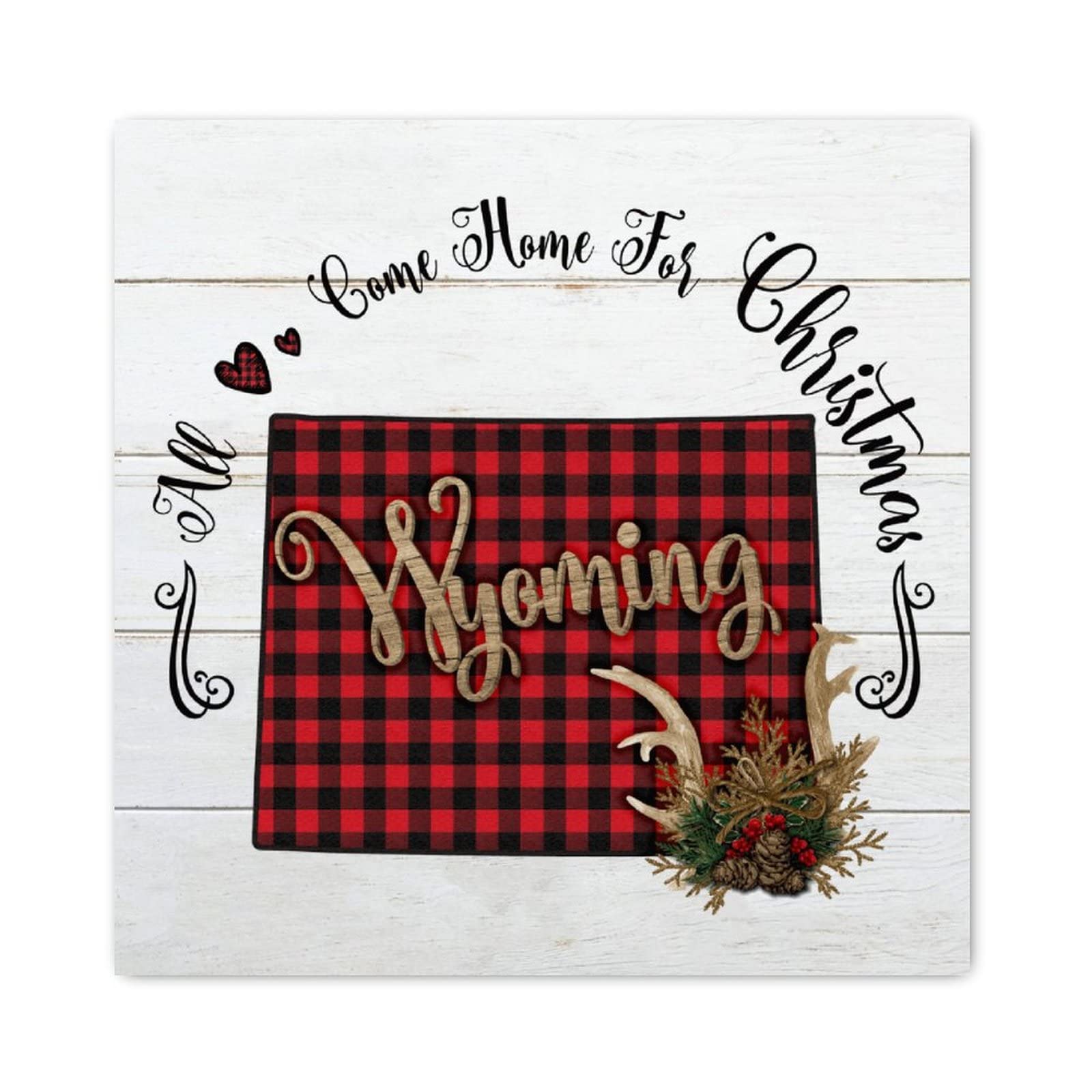 Panneau en bois Noël 30,5 cm style rétro Wyoming pour décoration murale WC