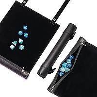 Vista 14 de Cusdie Alfombrilla rodante de dados 2 en 1 y soporte para dados con cremallera, bandeja para dados compatible con dados poliédricos DND (verde)