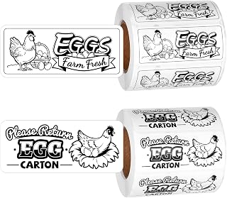 2 Rolls / 1000pcs Chicken Egg Carton Labels Stickers, 2.8x1.2 Inch Rectangular Please Return Egg Carton Sign Sticker Farm Fresh Eggs Carton Stamp Labels for Box Basket Container Farm Supplies