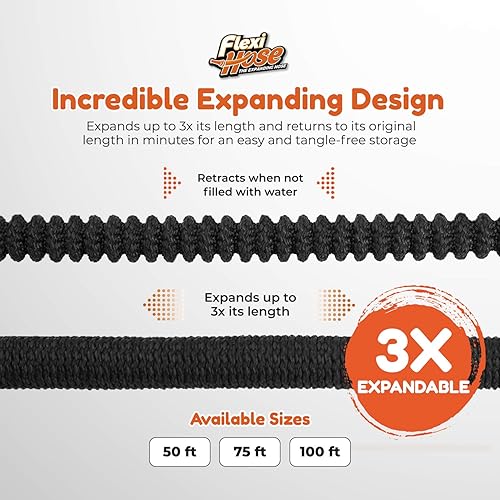 Miniatura 2 de Flexi Hose Manguera de jardín ligera y expandible, manguera de jardín retráctil de 25 pies, manguera de agua, flexibilidad sin torceduras,
