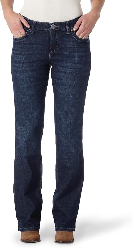 Wrangler Womens Cool Vantage Q-Baby Mid Rise Boot Cut Ultimate Riding Jean