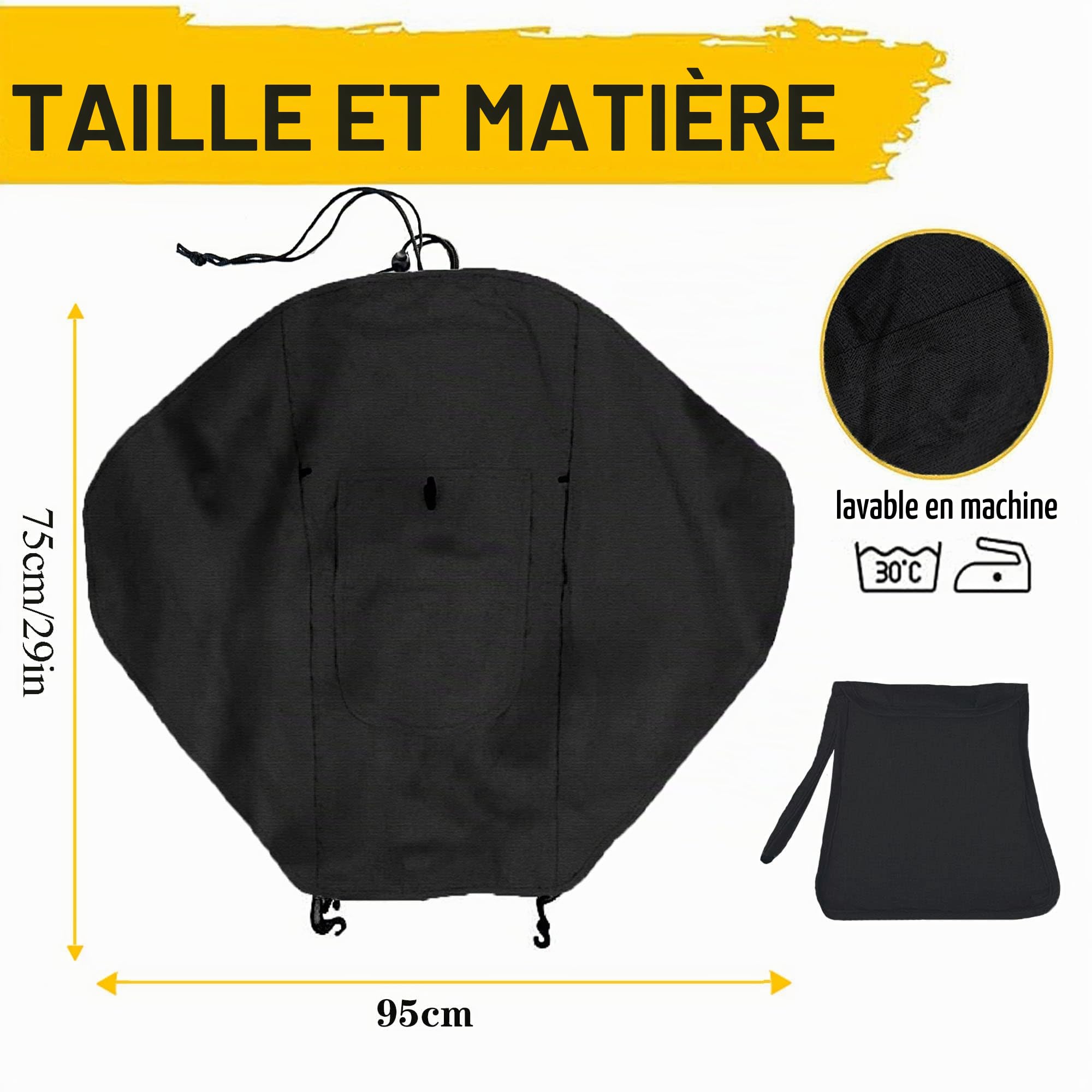 Pare soleil poussette,Poussette protection soleil,Anti uv poussette,Clip Poussette Universel,Crochets Rotatifs pour Poussette,Anti UV UPF50,étanche,pour Nacelle,Landau,（Noir + 2 crochets）