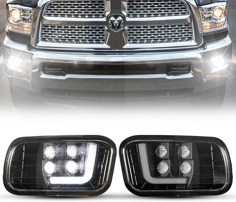 Faróis de neblina LED BUNKER INDUST com DRL em L para Dodge Ram – Par