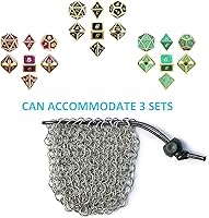 Vista 3 de YOUSHARES Bolsa de dados de acero inoxidable para juego de dados de metal poliédrico D&D, bolsa de dados DND para juego de dados de metal poliédricos