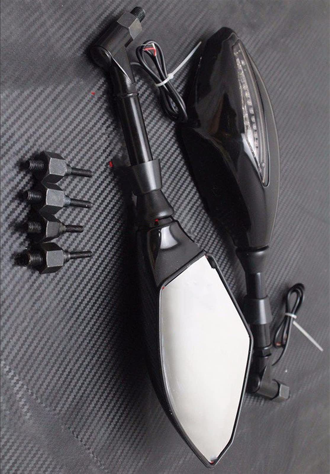 Universale Nero Moto Blu Indicatori di Direzione Indicatore Retrovisore Laterale Specchi per Y&amaha XJR1300 V-Max MT-01 MT-03 TDM900 FZ1 FZ6 XJ6 YBR Specchietti