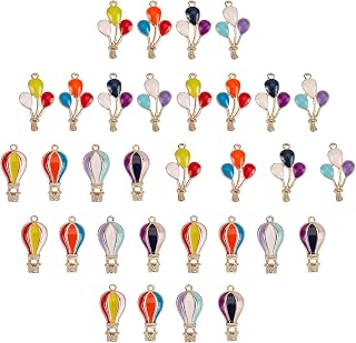 SUNNYCLUE 1 Box 32Pcs Rainbow Color Charms Balloon Charm Enamel Colorful Hot Air Balloon Charms Cute Metal Alloy Charms for Jewelry Making Charm DIY Earrings Bracelets Necklace Party Accessories