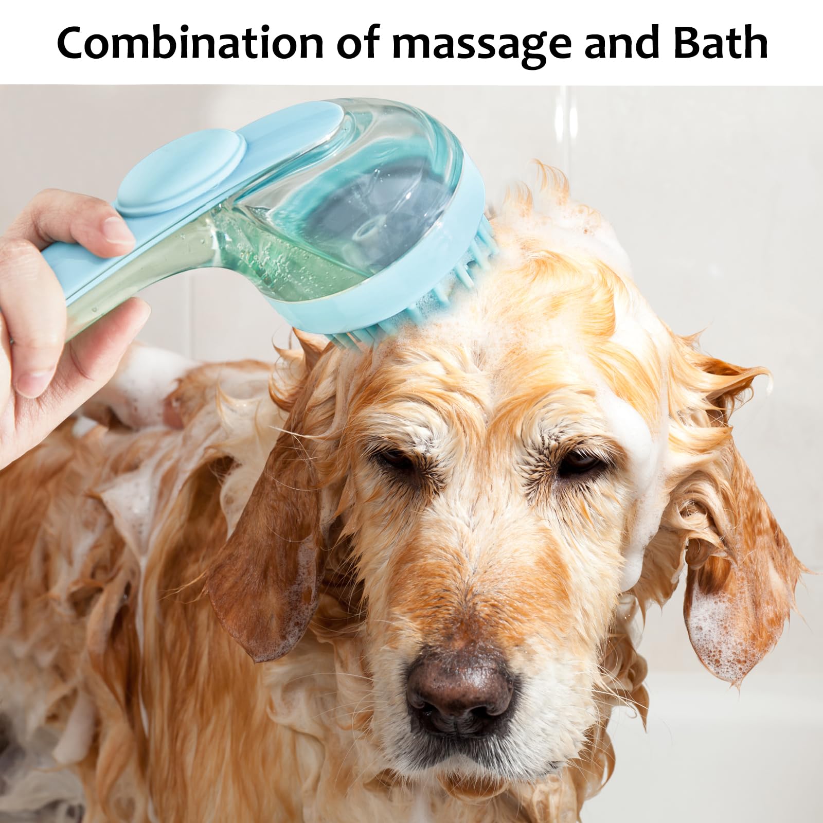 (6 Pcs) ELEGX Pet Grooming Bath Massage Brush with Soap and Shampoo Dispenser Soft Silicone Bristle for Long Short Haired Dogs Cats Shower