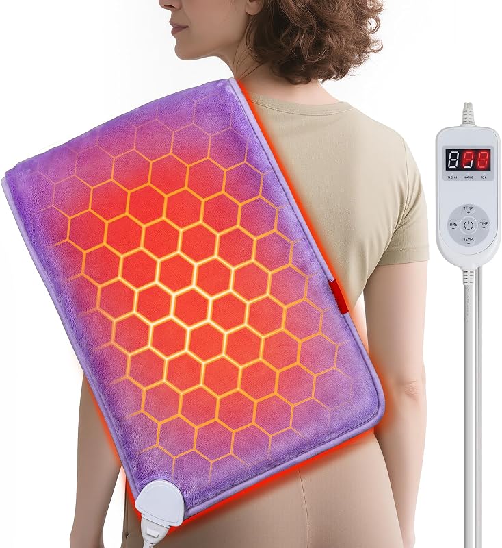 Almohadilla térmica infrarroja: calor de tejido profundo para espalda, cuello y hombros | Almohadilla eléctrica de grafeno Warmth, calentamiento rápido, alivio duradero 4H para la rigidez del dolor crónico, trabajo de escritorio para hombres y mujeres