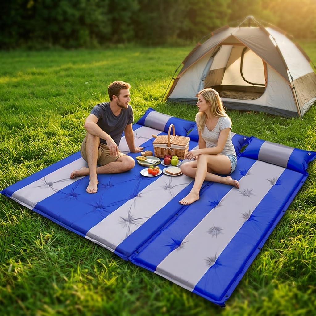 Matelas autogonflant Camping Familial pour 3-4 Personnes – Tapis Couchage spacieux pour l'extérieur