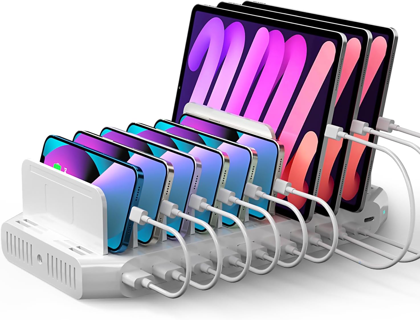 Unitek USB C Charging Station, 120W 10 Port Type C Charging Organizer for Multiple Devices, iPhone, Smartphones, Tablets, Supports 10 iPads Charging Simultaneously- [UL Certified]