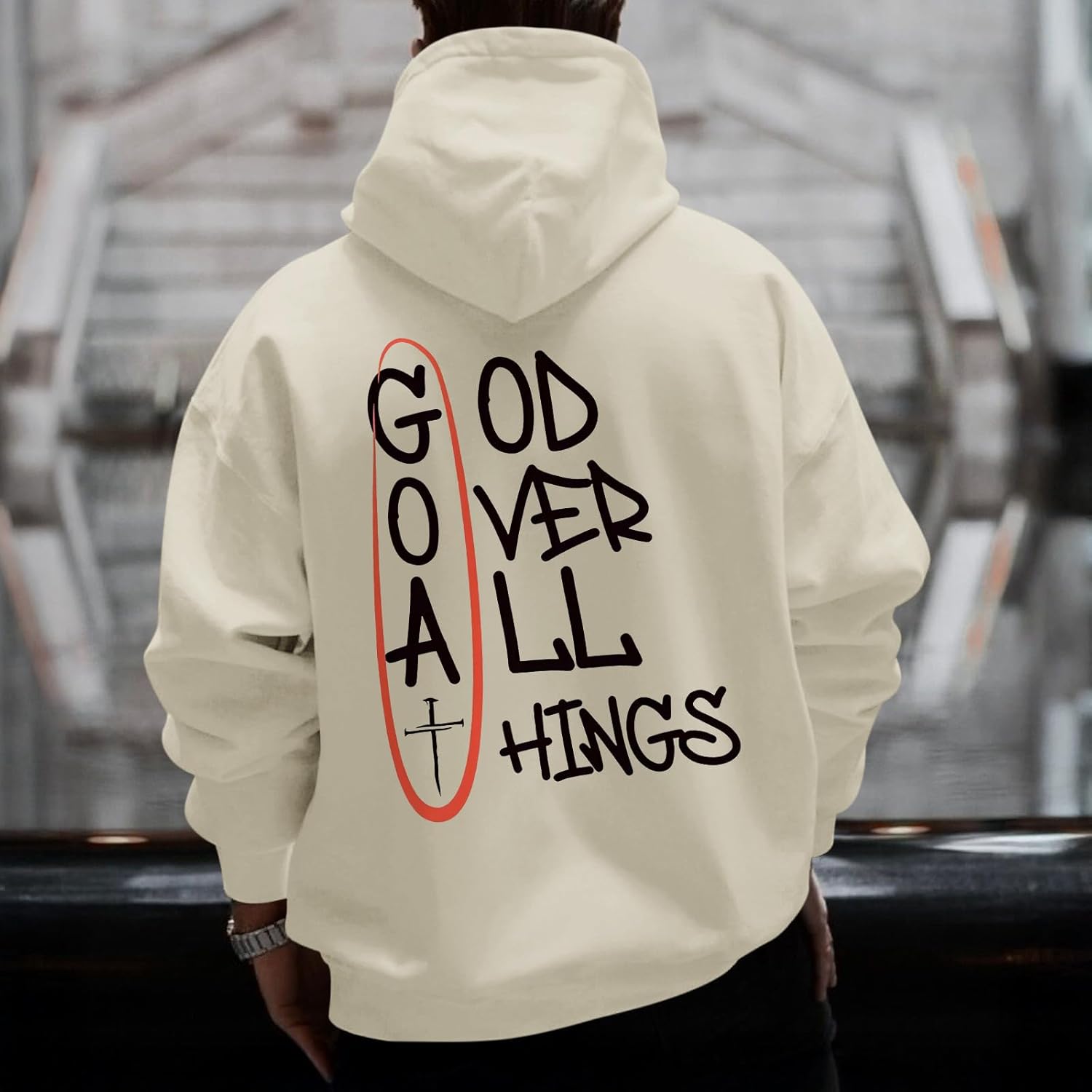Christian Hoodies for Men Bible Verse God Sweatshirt Jesus Faith Hoodie Inspirational Cross Graphic Vintage Pullover - Image 5