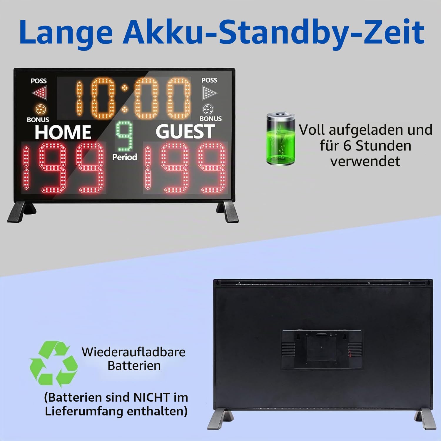 YZ Digitale Anzeigetafel mit Fernbedienung, tragbare Basketball-Anzeigetafel mit Timer-Uhr, elektronische Anzeigetafel mit Fernbedienung, Tisch-Anzeigetafel, Punktezähler für Outdoor-Spiele