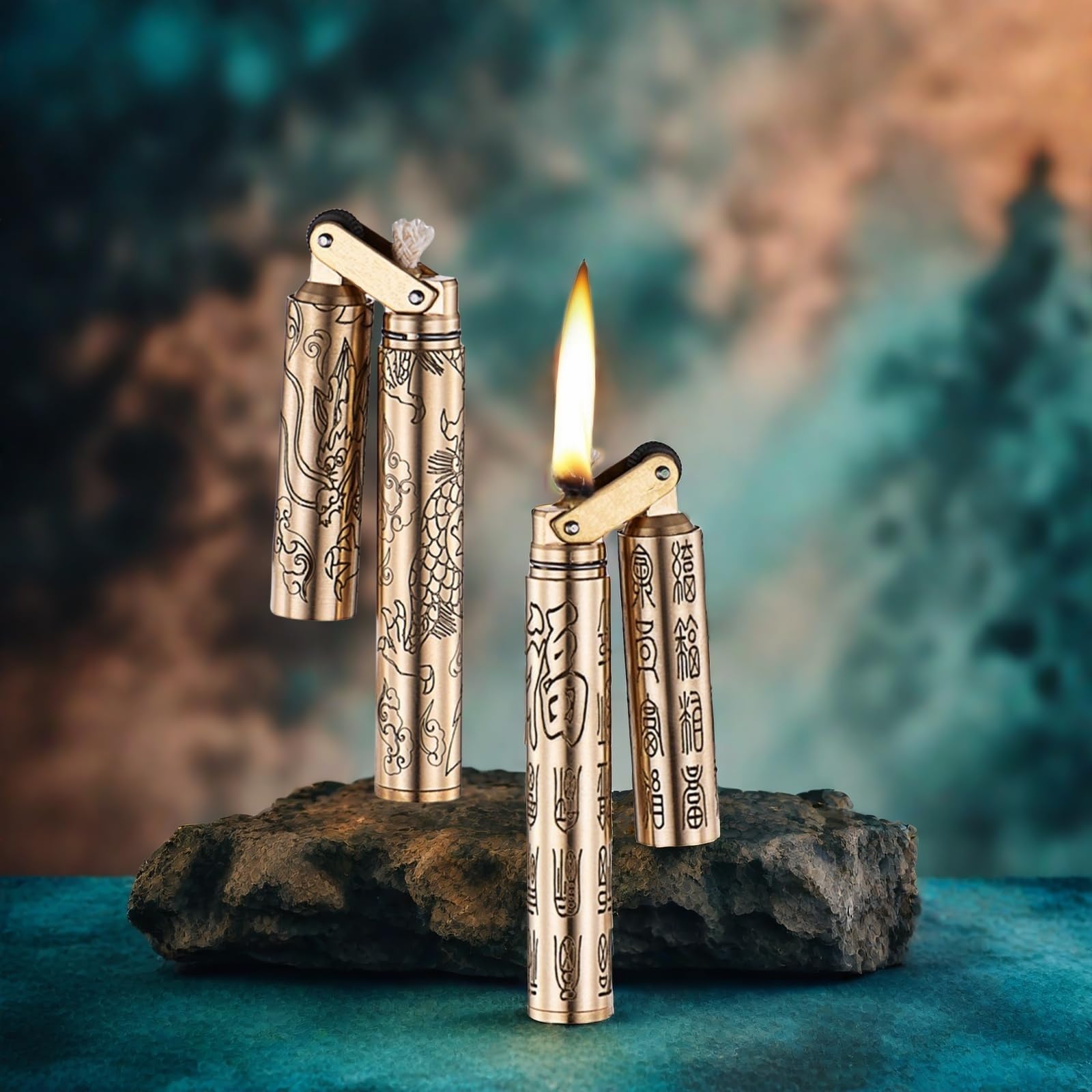 Encendedor de queroseno resistente al viento, rueda de latón de cobre vintage, regalo para hombres, perfecto para papá, día del padre, accesorios coleccionables, camping, uso al aire libre