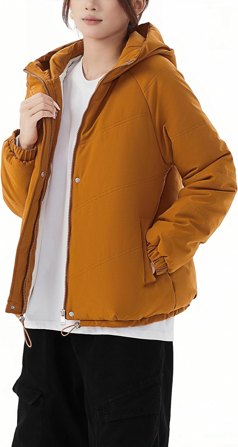 JiangWu Women's Winter Thickened Hooded Cotton Coat Windproof Warm Fleece Jacket - Image 3