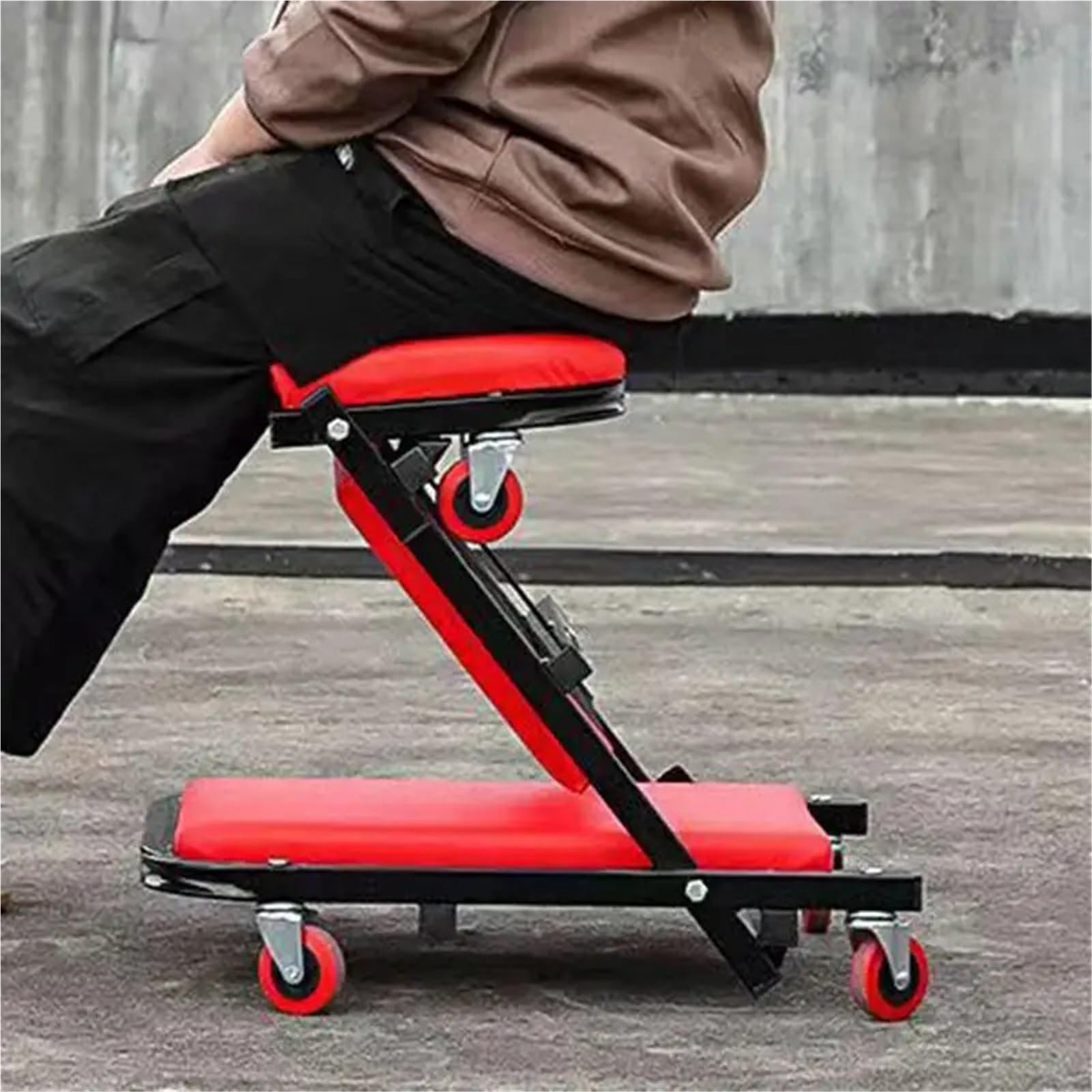 Taburete Taller Camilla mecánica para Debajo del Piso del automóvil Camilla de Garaje con 6 Ruedas Camilla de reparación de automóviles Asiento Plegable Ajustable Asiento de mecanico(Black)