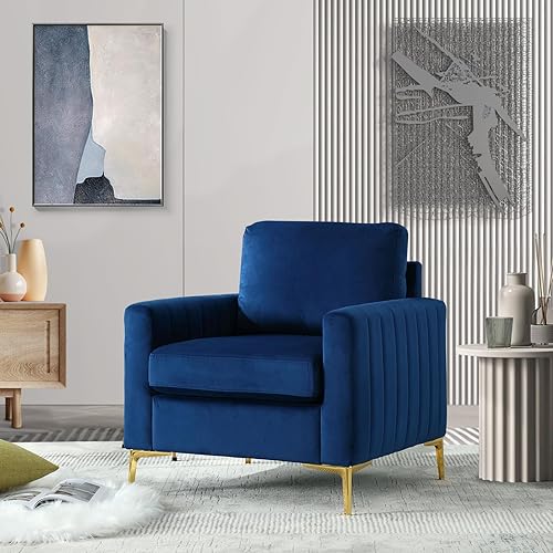 Silla decorativa moderna de terciopelo, cómoda silla para sala de estar con cojín grueso, sillón de lectura tapizado, sofá de mediados de siglo con