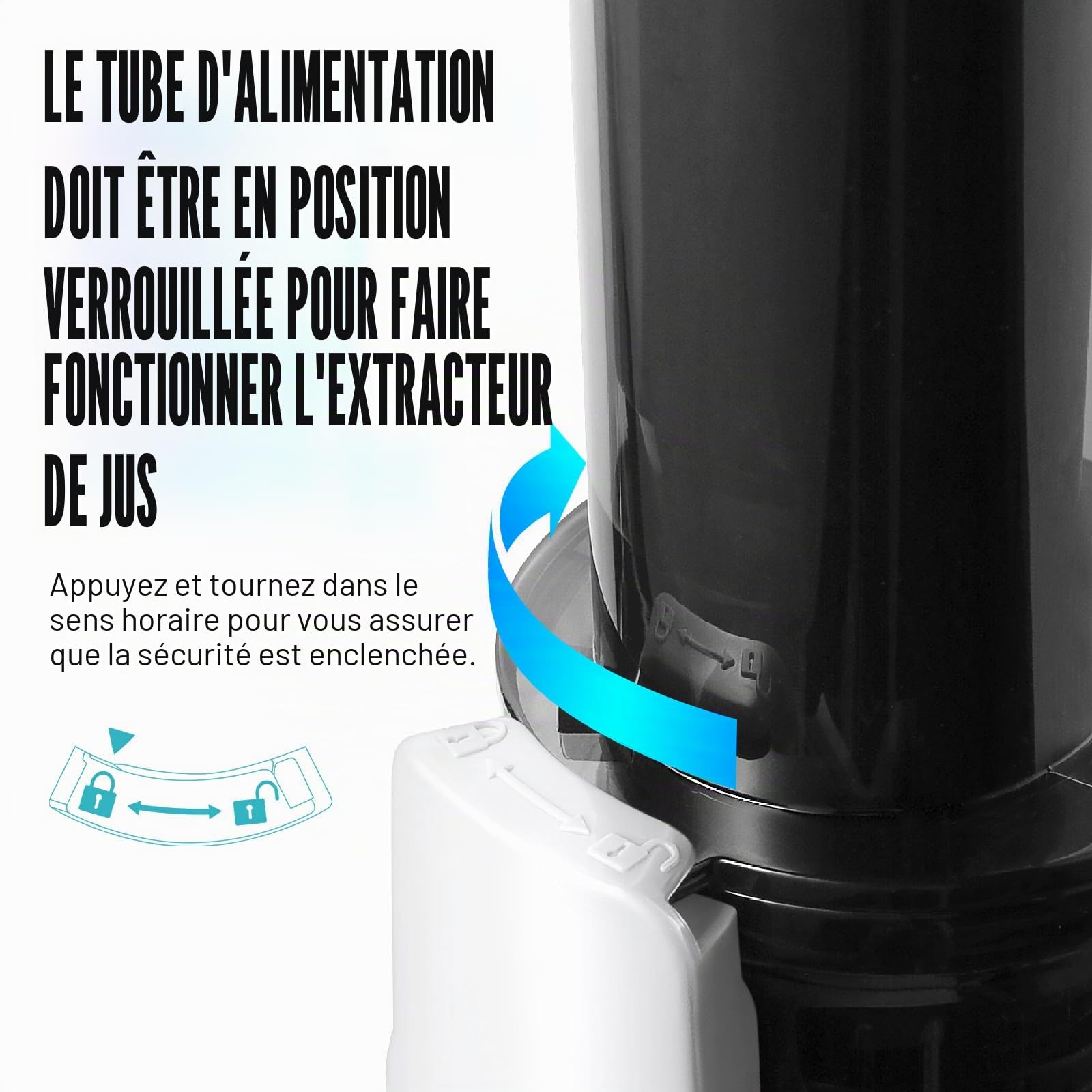 Ventray Ginnie Extracteur de Jus - Slow Juicer Pression Douce 60 Tours, Presse à froid, Sans BPA, Blanc